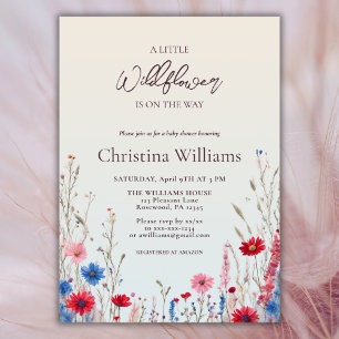 Elegant Budget Boho Spring Wildflower Baby Shower Invitation