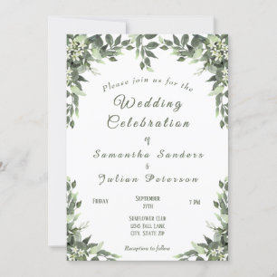 Elegant Budget Botanical Eucalyptus Wedding Invitation