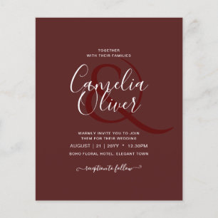 Elegant BUDGET Burgundy Monochrome Wedding Simple Flyer