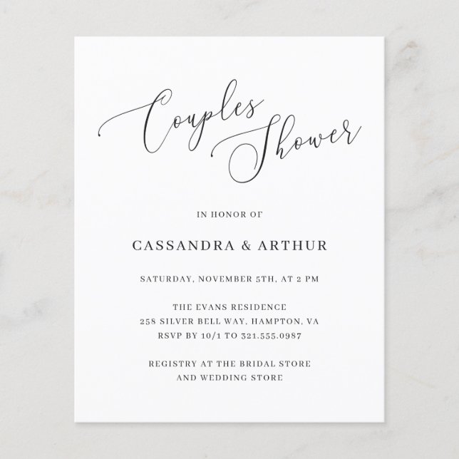 Elegant Budget Couples Shower Invitation (Front)