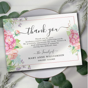 Elegant Budget Flowers Funeral Thank You Card