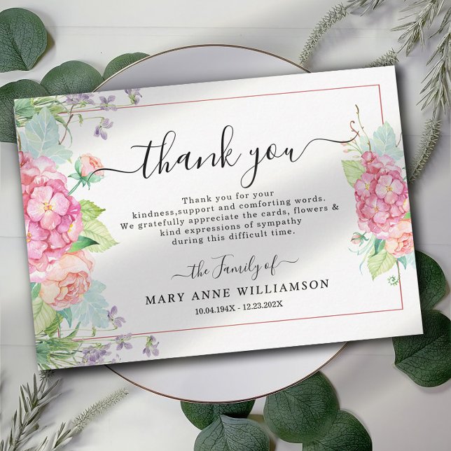 Elegant Budget Flowers Funeral Thank You Card (Creator Uploaded)