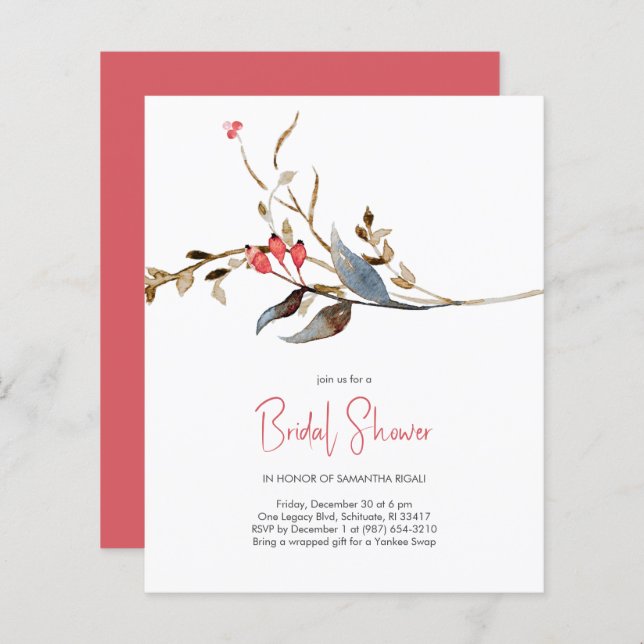 Elegant Budget Invitations  l  Bridal Shower (Front/Back)