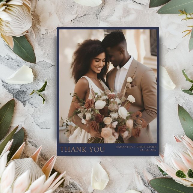Elegant Budget Navy Blue & Gold Wedding Thank you (Creator Uploaded)
