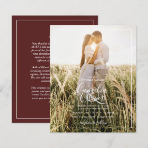 Elegant Budget PHOTO Overlay Burgundy Wedding Chic