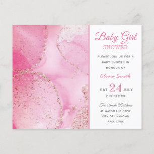 Elegant budget pink girl baby shower invitation