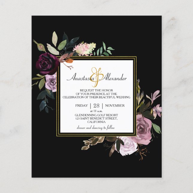 ELEGANT BUDGET wedding invitation Flyer (Front)