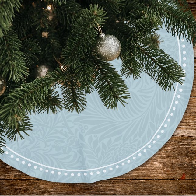 Elegant Bue Floral Pattern Dotted Border Brushed Polyester Tree Skirt (Creator Uploaded)