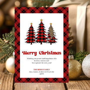 Elegant Buffalo Check Christmas Trees Card