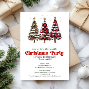 Elegant buffalo plaid Christmas tree party invite