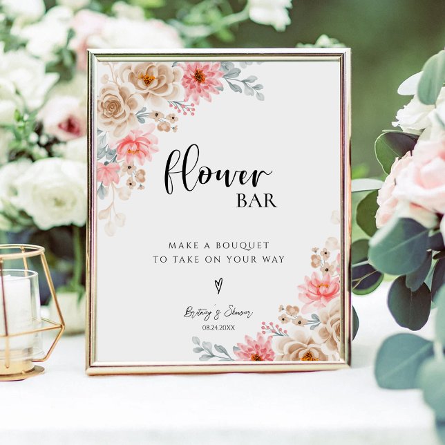 Elegant Build Your Bouquet Floral Baby Shower Pedestal Sign (Creator Uploaded)