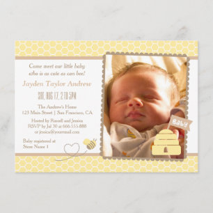 Elegant Bumble Bee Baby Shower Invitations
