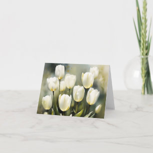 Elegant bunch of White Tulips  in a Serene Garden  Card
