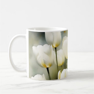 Elegant bunch of White Tulips  in a Serene Garden  Coffee Mug