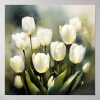 Elegant bunch of White Tulips in a Serene Garden