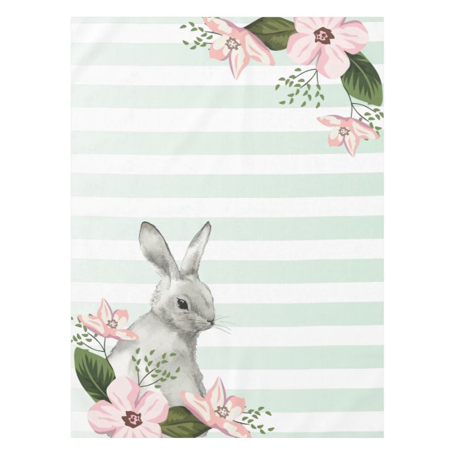 Elegant Bunny striped design Tablecloth (Front)