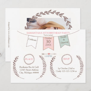 Elegant Bunting - Birthday Party Invitation