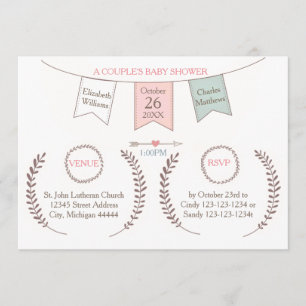 Elegant Bunting - Couple's Baby Shower Invitation