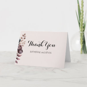 Elegant Burgandy and Dusty Rose Floral Thank You Card