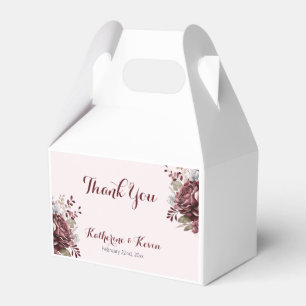 Elegant  Burgandy Blush Floral Wedding  Favour Box