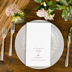 Elegant Burgandy Chic Formal Wedding Reception Napkin