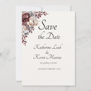 Elegant Burgandy Cream Floral Invitation