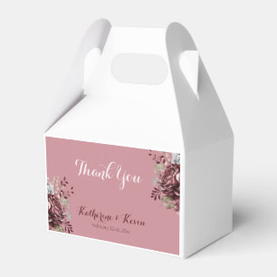 Elegant Burgandy Dusty Rose Floral Wedding Favour Box