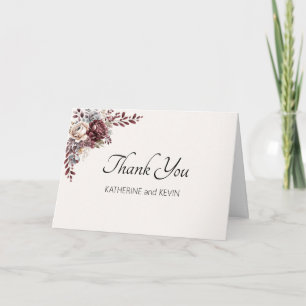 Elegant Burgandy Floral Thank You Card