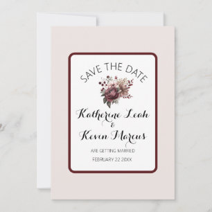 Elegant Burgandy Floral Wedding Save the Date Invitation