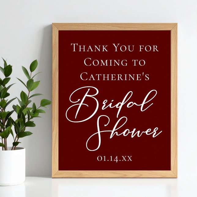 Elegant Burgund Bridal Shower Personalised Welcome Poster (Creator Uploaded)