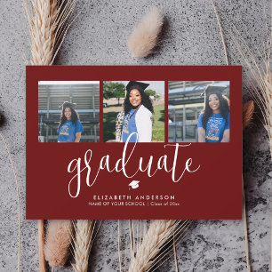 Elegant Burgundy 2024 Graduate Graduation Photo Invitation