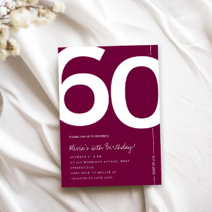 Elegant Burgundy 60th Birthday Party Invitation
