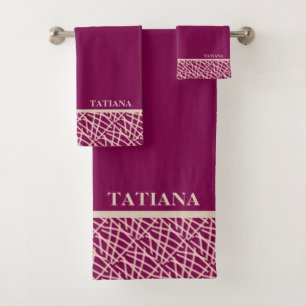 Elegant Burgundy Abstract  Bath Towel Set