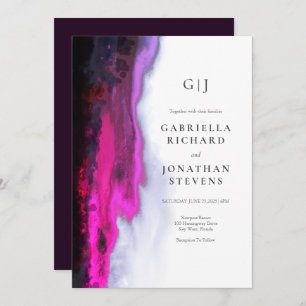 Elegant Burgundy Abstract Monogram Wedding Invitation