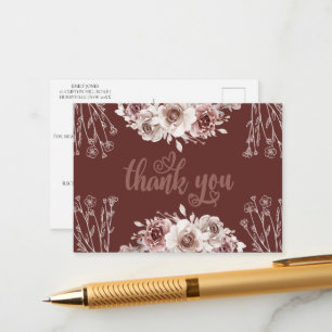 Elegant Burgundy Agate Foil Invitation Postcard