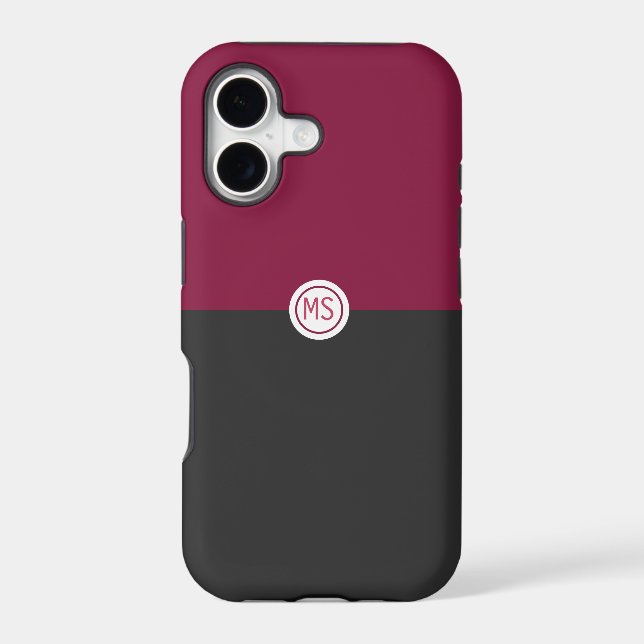 Elegant Burgundy and Black Monogram (Back)