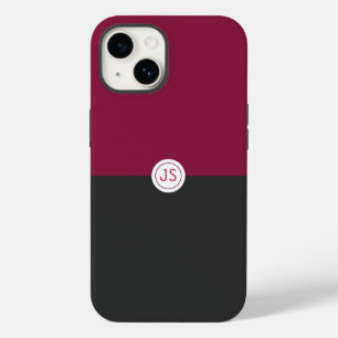 Elegant Burgundy and Black Monogram Case-Mate iPhone 14 Case