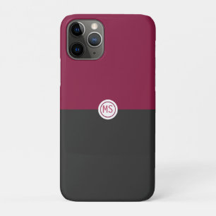 Elegant Burgundy and Black Monogram Case-Mate iPhone Case
