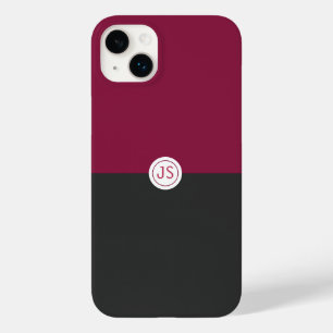 Elegant Burgundy and Black Monogram Case-Mate iPhone 14 Plus Case