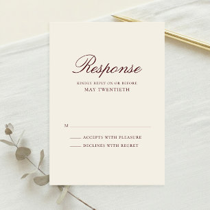 Elegant Burgundy and Cream Classic Wedding RSVP Card