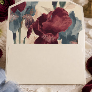 Elegant Burgundy and Dusty Blue Floral Pattern Envelope