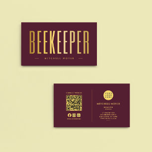 Elegant Burgundy and Gold Beekeeper Business Card