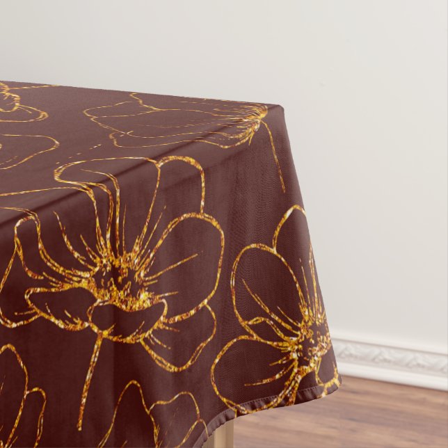 Elegant Burgundy and Gold Floral Table Cloth (In Situ)