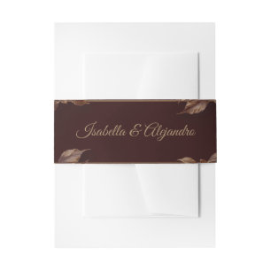 Elegant Burgundy and Gold Floral Wedding Invitation Belly Band