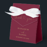Elegant Burgundy And Gold Heart Script Wedding Favour Box<br><div class="desc">Elegant burgundy and gold heart script wedding favour box personalised with your names and wedding date. Designed by Thisisnotme©</div>