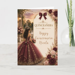 Elegant Burgundy and Gold Quince Card