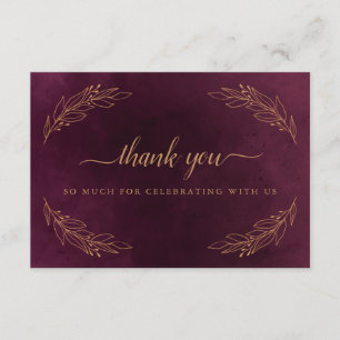 Elegant Burgundy and Gold Wedding Thank You Card