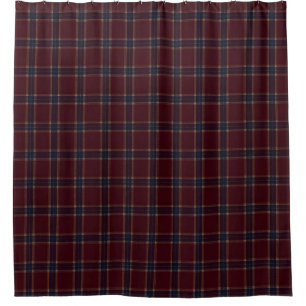 Elegant Burgundy and Navy Blue Heritage Plaid Shower Curtain