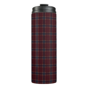 Elegant Burgundy and Navy Blue Heritage Plaid Thermal Tumbler