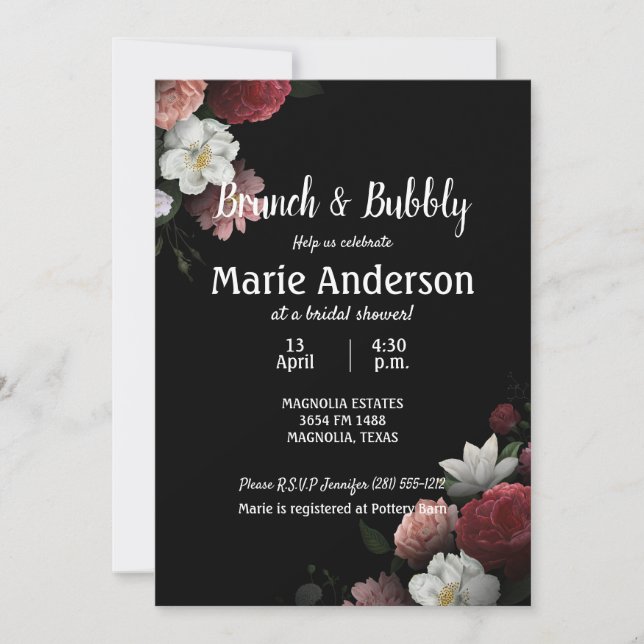 Elegant Burgundy and Pink Bridal Shower Brunch (Front)